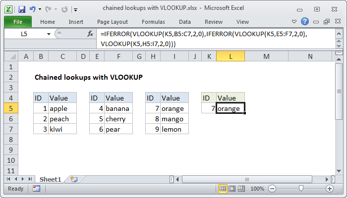 Excel Formula: Multiple Chained VLOOKUPs | Exceljet